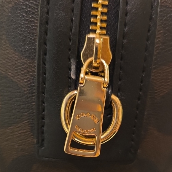 Coach Brown and Black Crossbody Bag with Signature Monogram - Picture 12 of 16